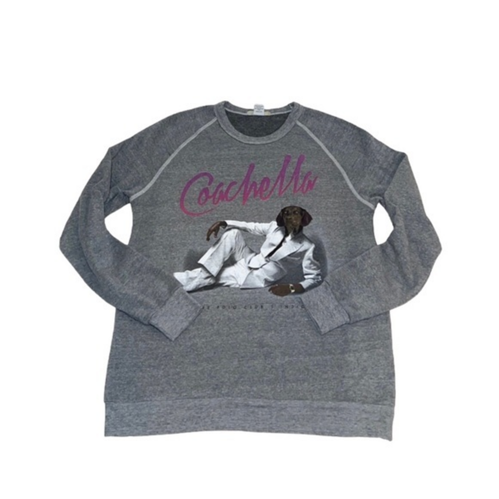 Coachella Empire Polo Club Indio CA Heather Gray Dog Print Sweatshirt‎